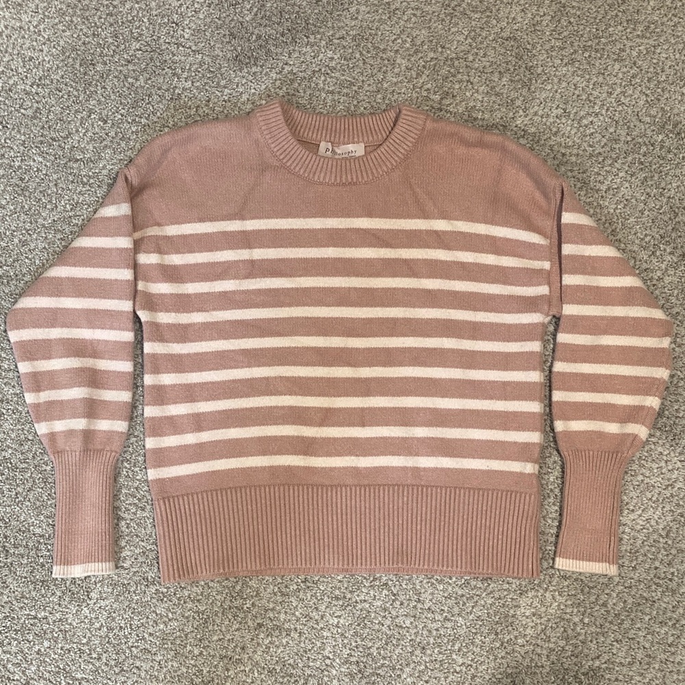 Philosophy Blush and Cream Striped Sweater